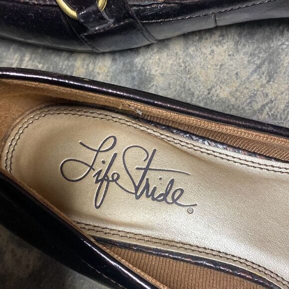 LifeStride Embers Brown Patent Croco Slip-on Loafers Size 9 - Picture 8 of 10